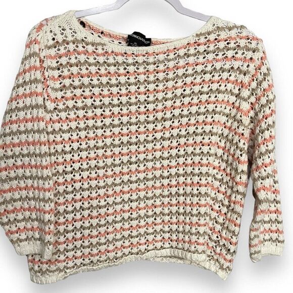 Norton McNaughton Open Crochet Knit Sweater Women's XL Multicolor Cropped Boho - Picture 2 of 9